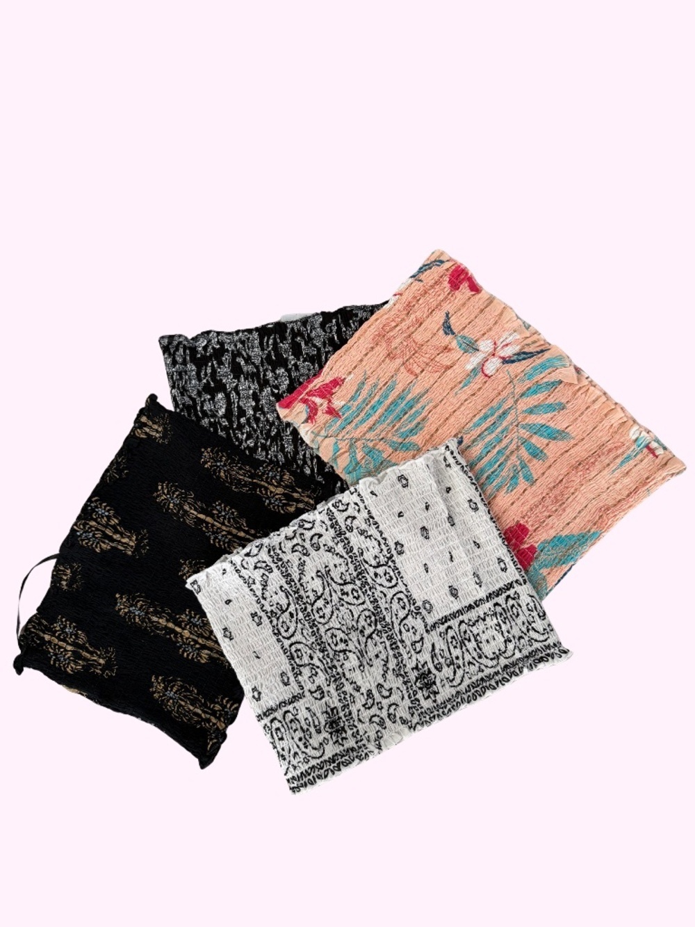 NWT Deadstock Shirred Tube Tops ONE SIZE Made in India MULTIPLE COLORS